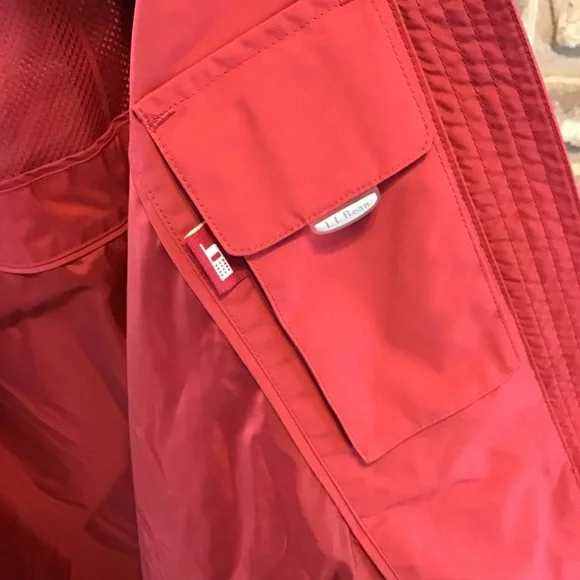 L.L. Bean Women's Red Hooded Trench Coat Rain Jacket 3X
